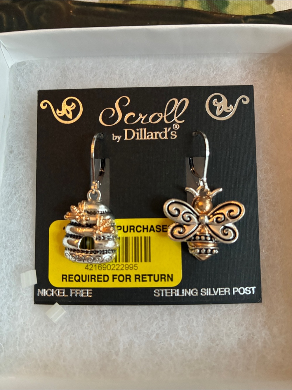 Scroll by Dillard’s Sterling Silver Post Bee & Hive Dangle Pierced Earrings